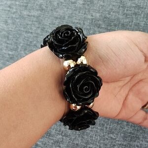 Elegant Black Rose Bracelet